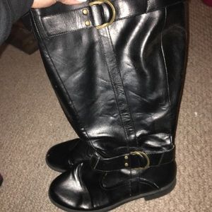 Black leather boots
